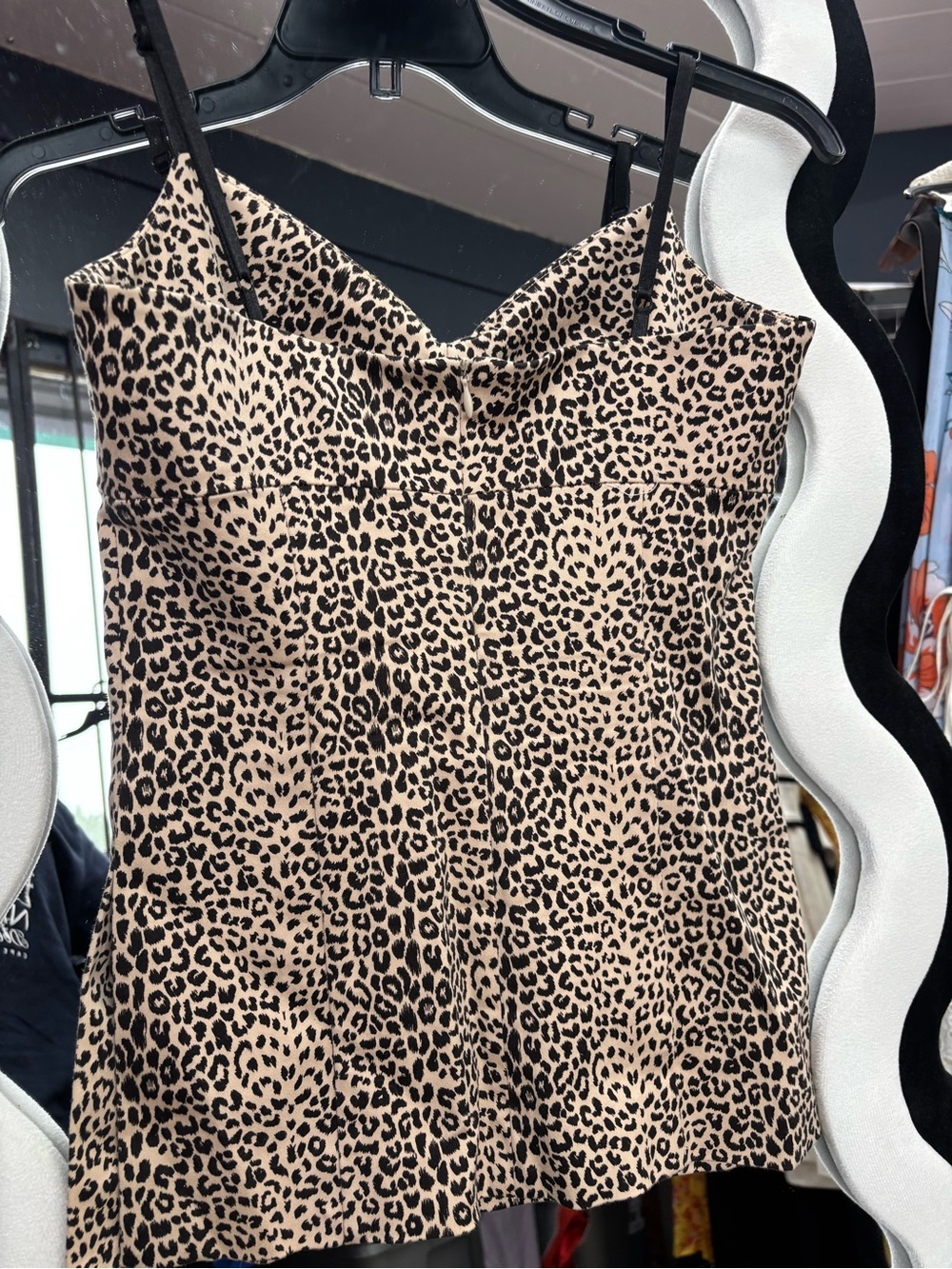 bebe Leopard Print Tan and Black Cami Top - Picture 2 of 6